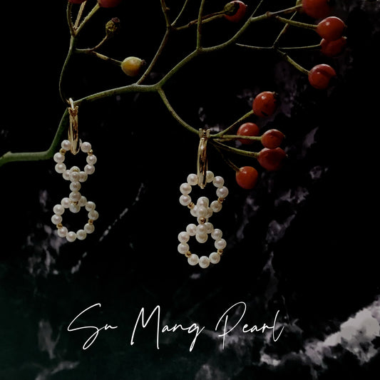 Natural Pearl Interlocking Hoop Earrings, S925 Sterling Silver