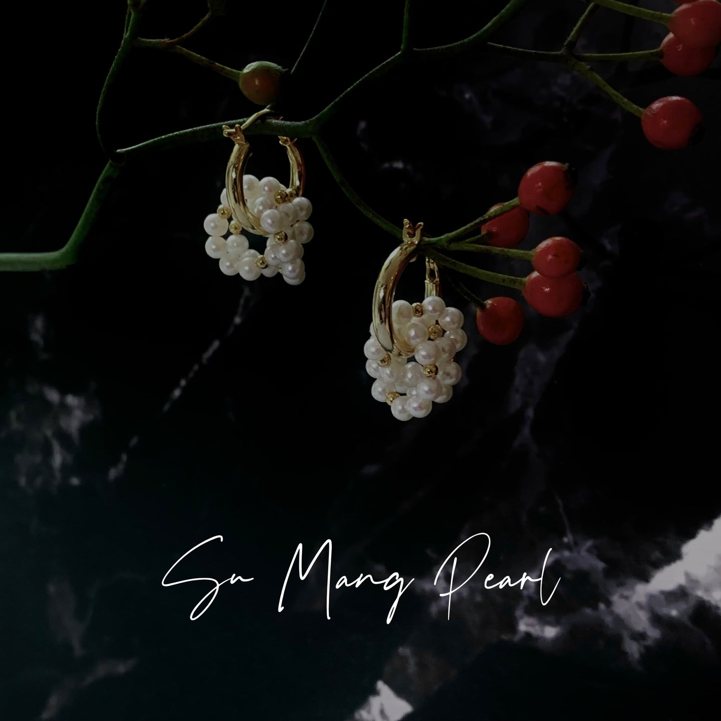 Natural Pearl Interlocking Hoop Earrings, S925 Sterling Silver