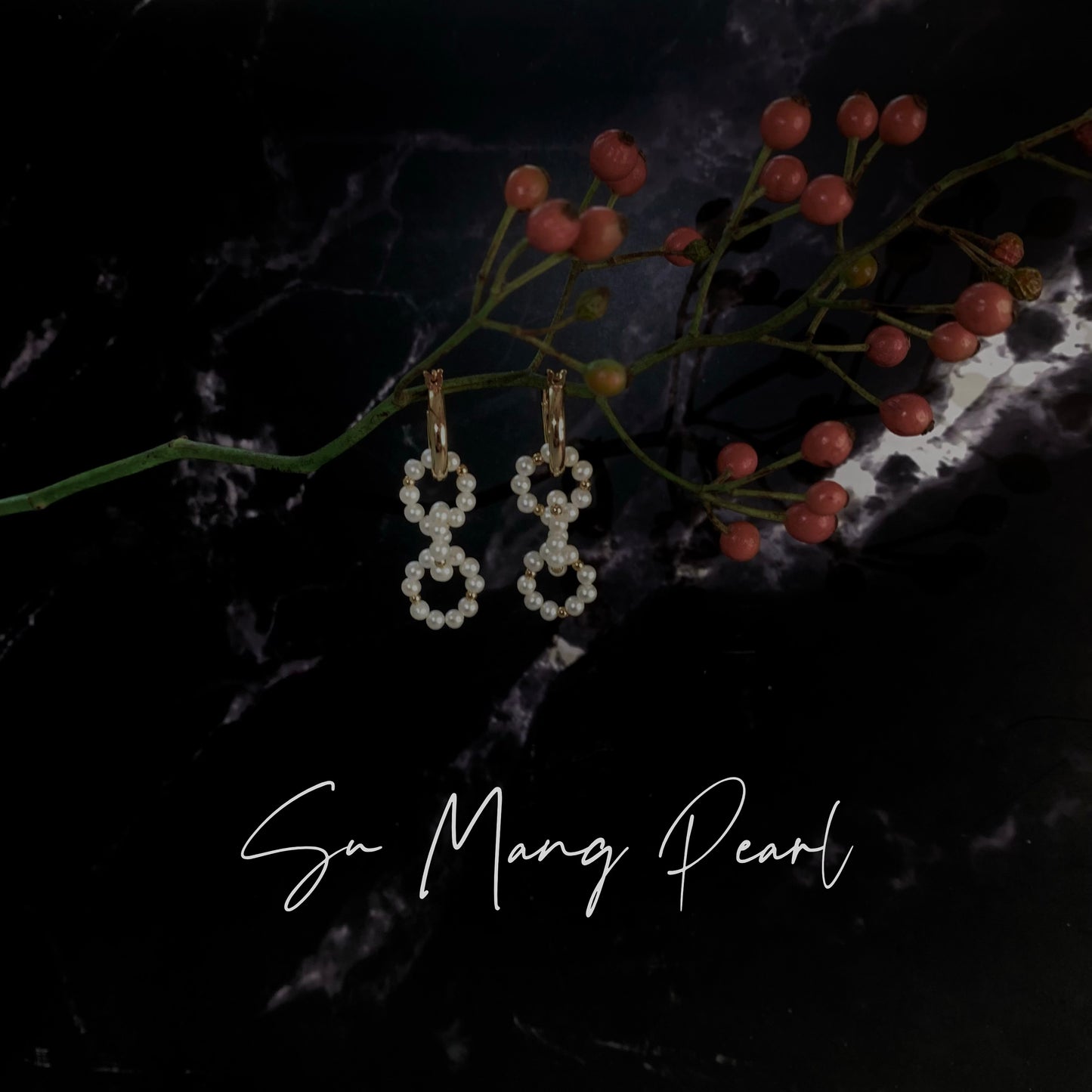 Natural Pearl Interlocking Hoop Earrings, S925 Sterling Silver