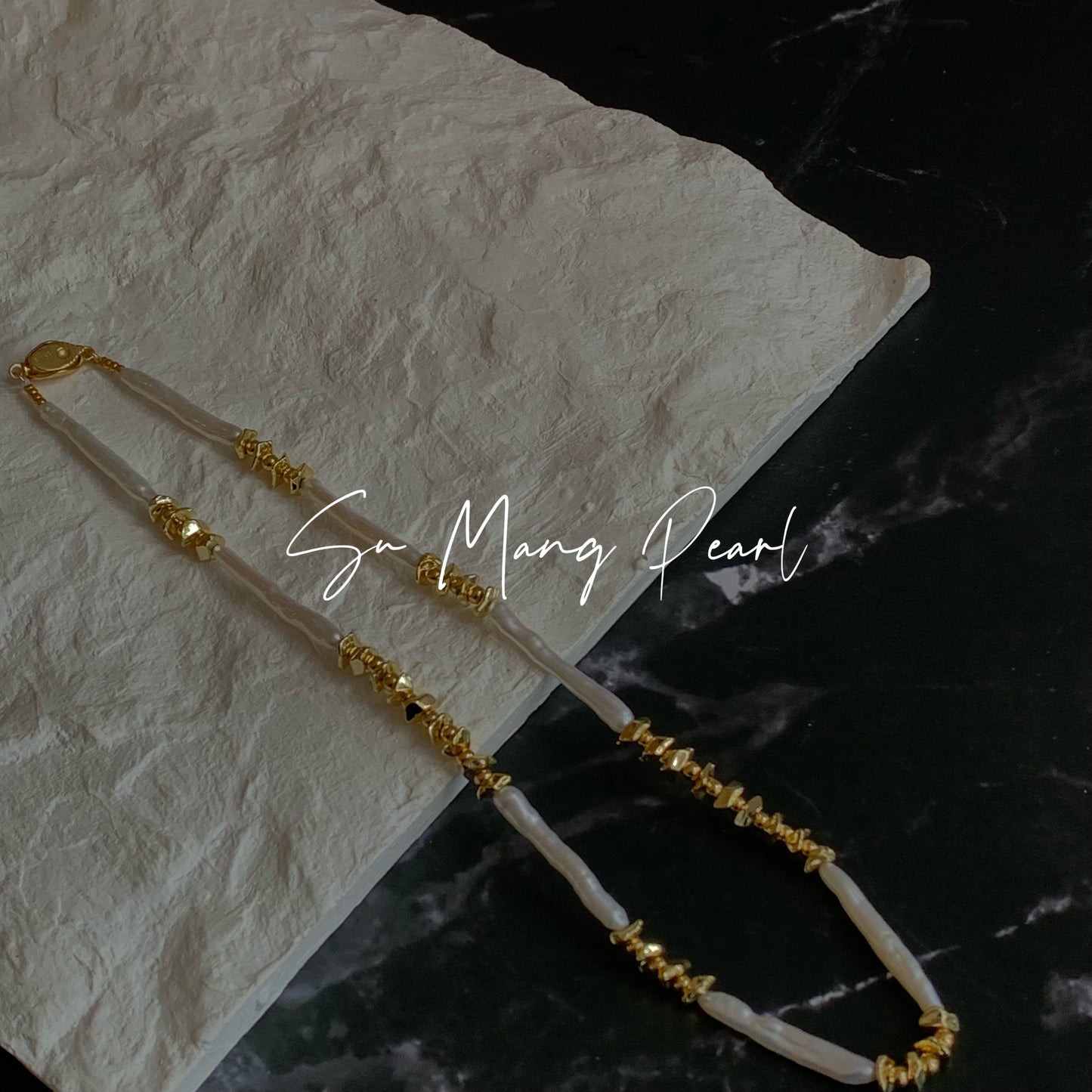 # Natural Freshwater Toothpick Pearl Necklace, Retro Gold Niche Design High-end Light Luxury Pearl Choker