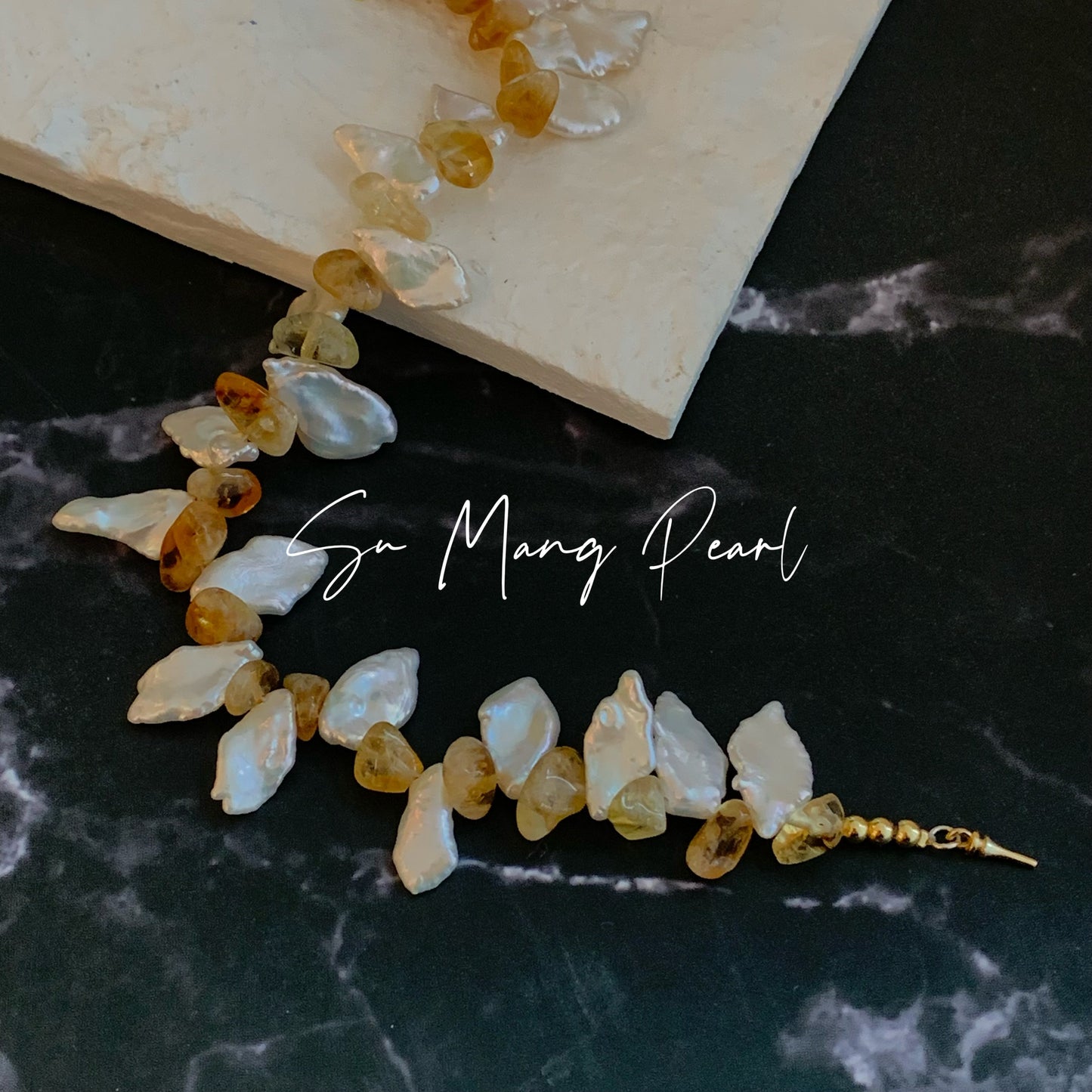 Natural Citrine Mixed Baroque Pearl Necklace, Irregular Niche Design, High-End Accessory for Autumn & Winter Outfits