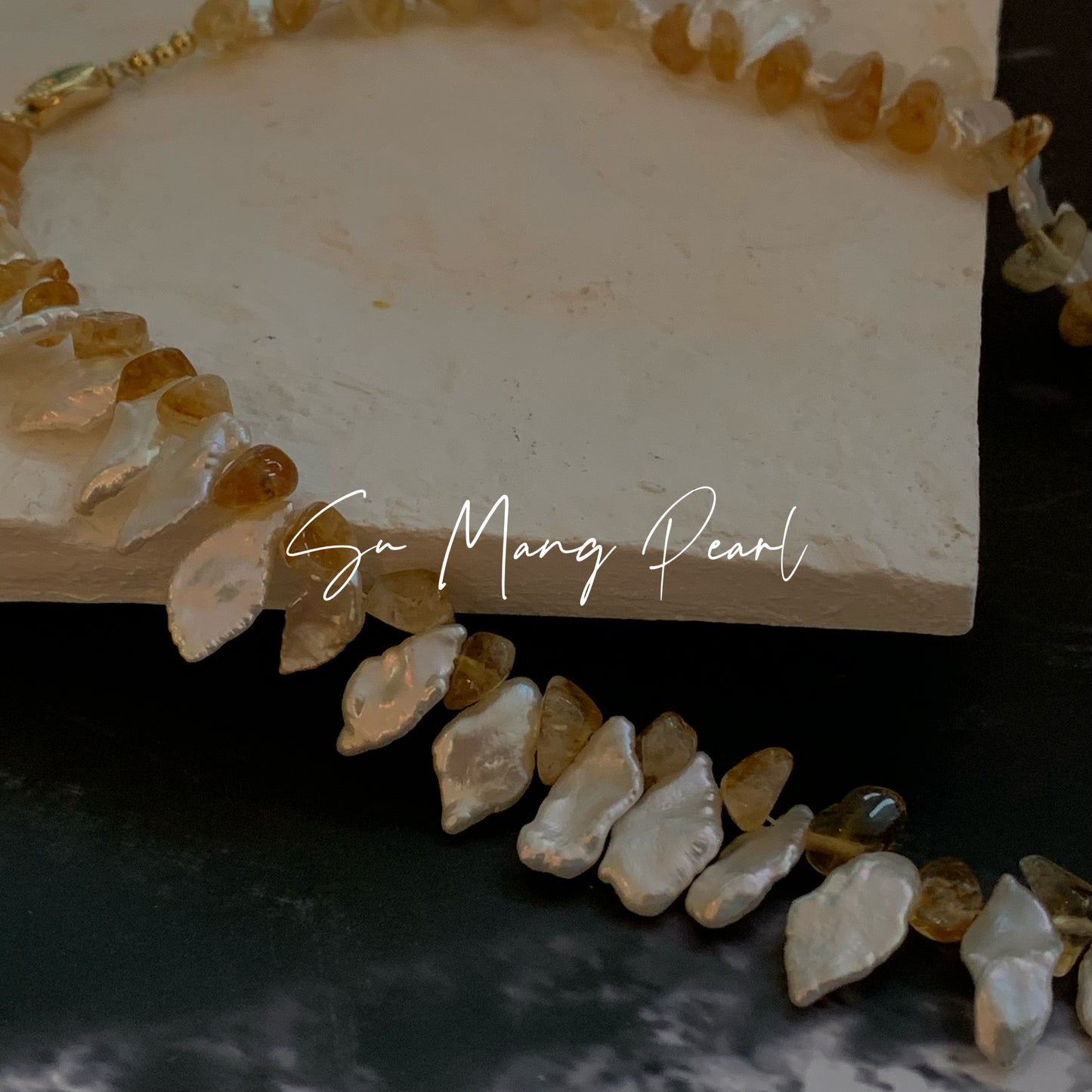 Natural Citrine Mixed Baroque Pearl Necklace, Irregular Niche Design, High-End Accessory for Autumn & Winter Outfits