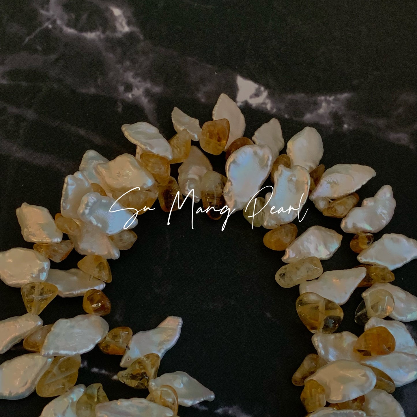 Natural Citrine Mixed Baroque Pearl Necklace, Irregular Niche Design, High-End Accessory for Autumn & Winter Outfits
