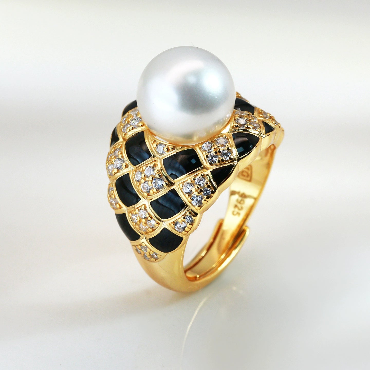 SuMang New Light Luxury Textured Pearl Ring S925 Natural Freshwater Pearl 10-11mm
