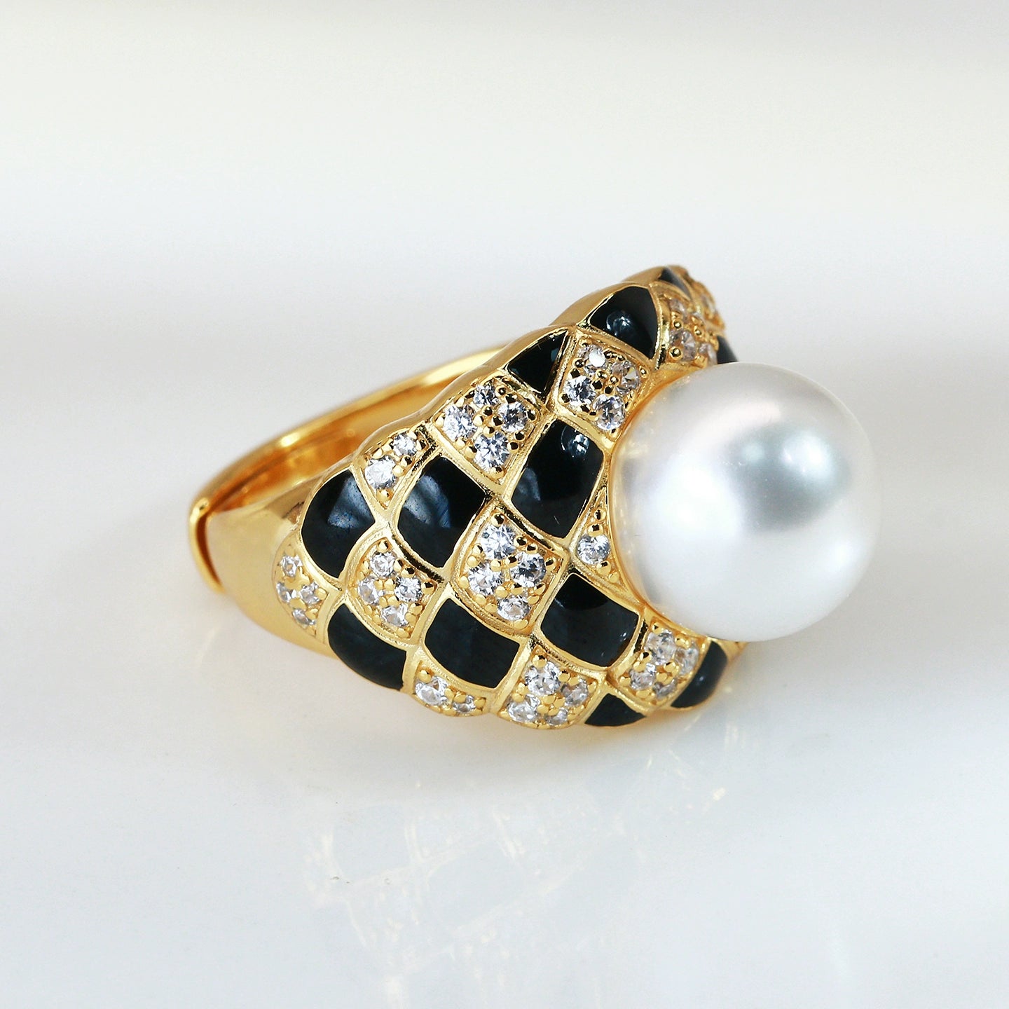 SuMang New Light Luxury Textured Pearl Ring S925 Natural Freshwater Pearl 10-11mm