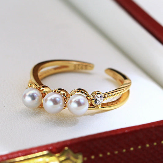 Su Mang Jewelry S925 Sterling Silver Ring Multi-bead Give yourself natural freshwater pearls 3-4mm