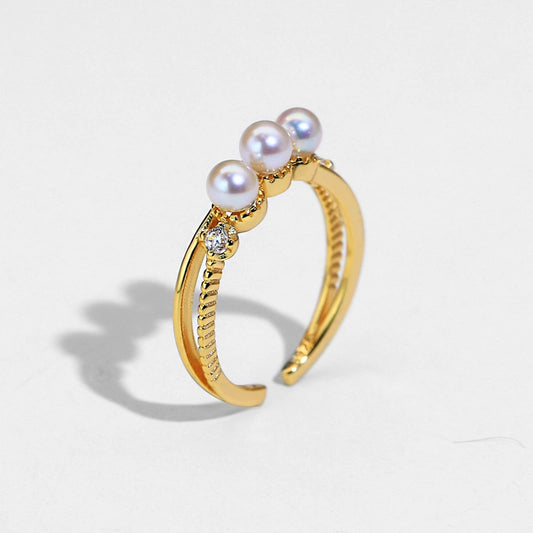 Su Mang Jewelry S925 Sterling Silver Ring Multi-bead Give yourself natural freshwater pearls 3-4mm