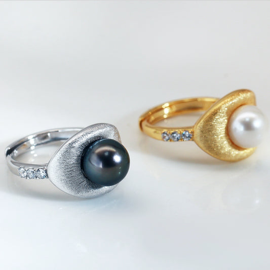 New light luxury brushed pearl ring DIY natural freshwater pearl 5-6mm