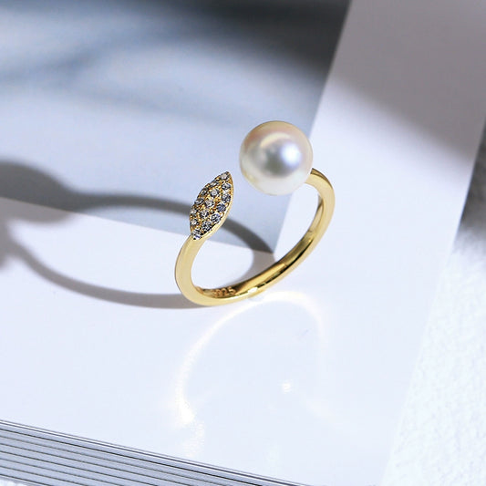 SuMang Jewelry S925 Silver Simple Temperament Natural Freshwater Pearl Ring 7-8mm