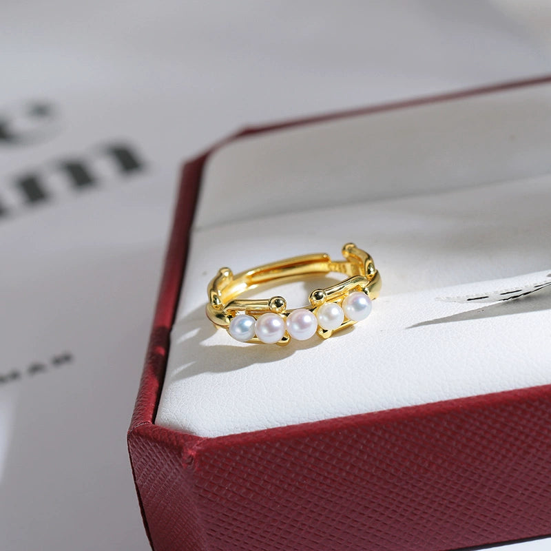 SuMang jewelry S925 natural freshwater pearl 3-3.5 mm pearl ring empty multi-bead temperament customized