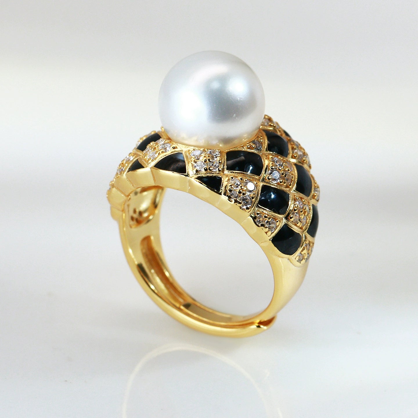 SuMang New Light Luxury Textured Pearl Ring S925 Natural Freshwater Pearl 10-11mm