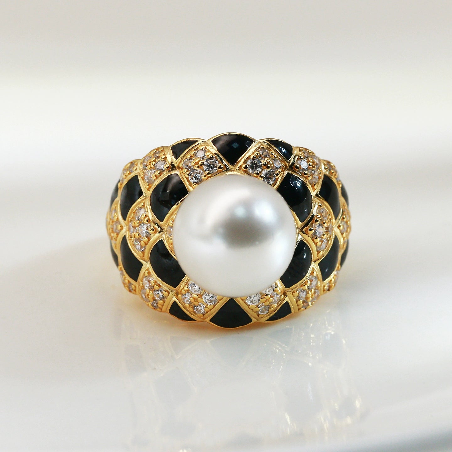 SuMang New Light Luxury Textured Pearl Ring S925 Natural Freshwater Pearl 10-11mm