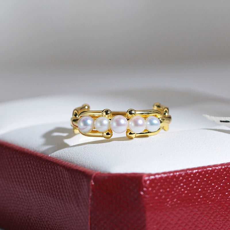 SuMang jewelry S925 natural freshwater pearl 3-3.5 mm pearl ring empty multi-bead temperament customized