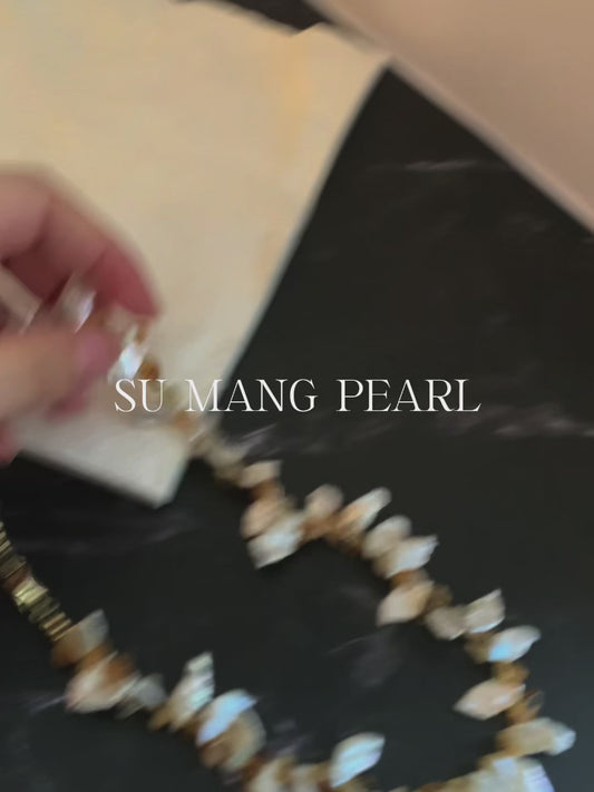 Natural Citrine Mixed Baroque Pearl Necklace, Irregular Niche Design, High-End Accessory for Autumn & Winter Outfits